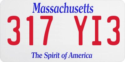 MA license plate 317YI3