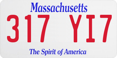 MA license plate 317YI7