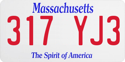 MA license plate 317YJ3