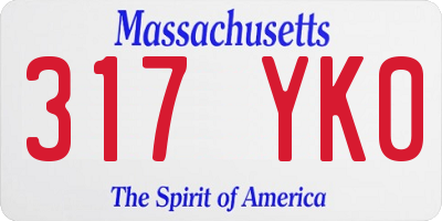 MA license plate 317YK0