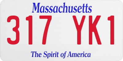 MA license plate 317YK1
