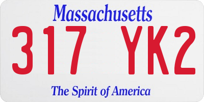 MA license plate 317YK2