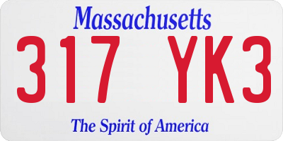 MA license plate 317YK3