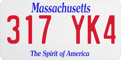 MA license plate 317YK4