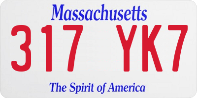 MA license plate 317YK7