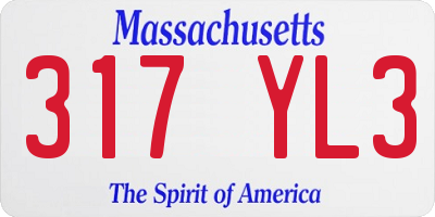 MA license plate 317YL3