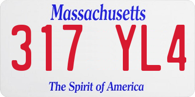 MA license plate 317YL4