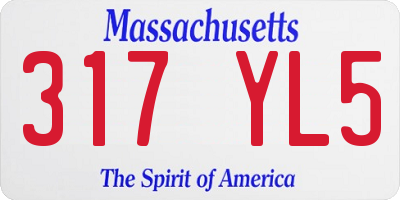 MA license plate 317YL5