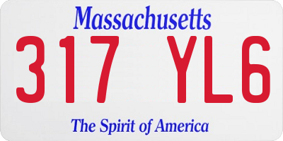 MA license plate 317YL6