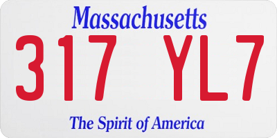 MA license plate 317YL7