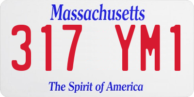 MA license plate 317YM1
