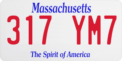 MA license plate 317YM7