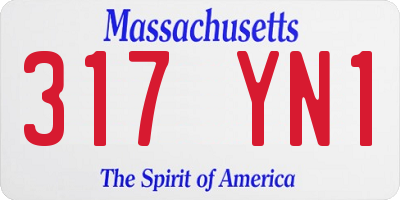 MA license plate 317YN1