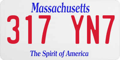 MA license plate 317YN7