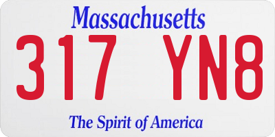 MA license plate 317YN8