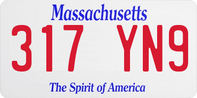 MA license plate 317YN9