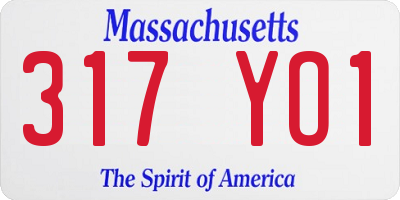 MA license plate 317YO1