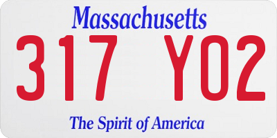 MA license plate 317YO2