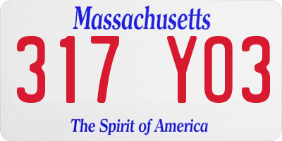 MA license plate 317YO3