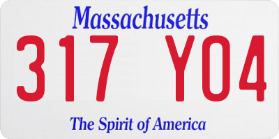 MA license plate 317YO4
