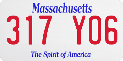MA license plate 317YO6
