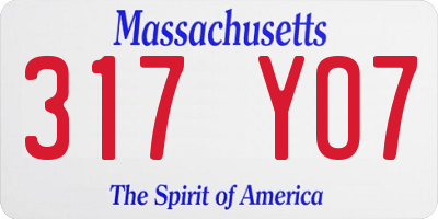 MA license plate 317YO7
