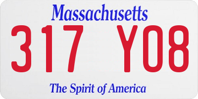 MA license plate 317YO8