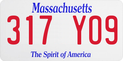MA license plate 317YO9