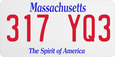 MA license plate 317YQ3