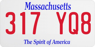 MA license plate 317YQ8