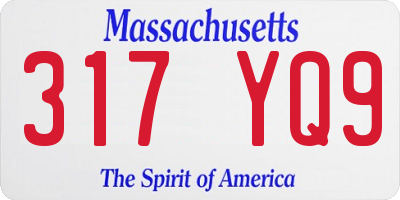 MA license plate 317YQ9