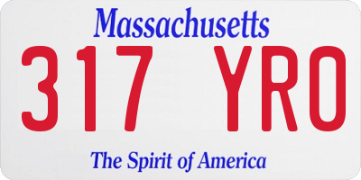 MA license plate 317YR0