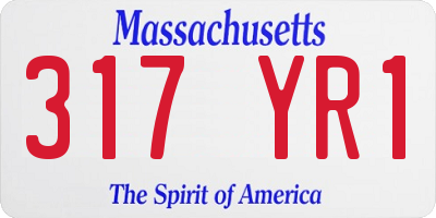 MA license plate 317YR1