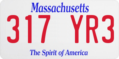 MA license plate 317YR3