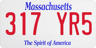 MA license plate 317YR5