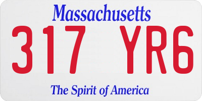 MA license plate 317YR6