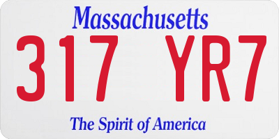 MA license plate 317YR7