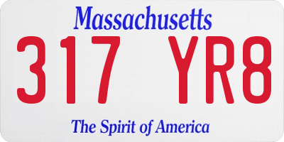 MA license plate 317YR8