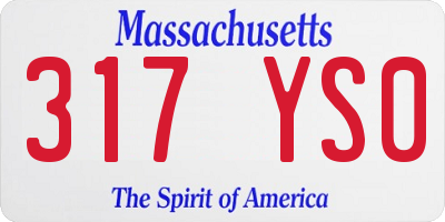 MA license plate 317YS0