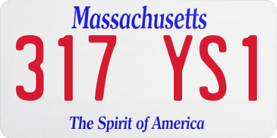 MA license plate 317YS1