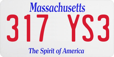 MA license plate 317YS3