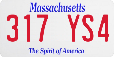 MA license plate 317YS4