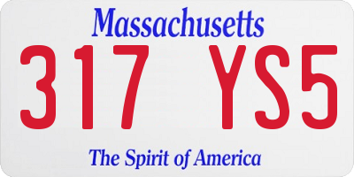 MA license plate 317YS5