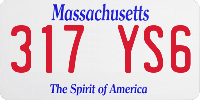 MA license plate 317YS6