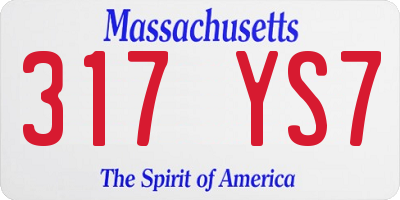 MA license plate 317YS7