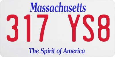 MA license plate 317YS8
