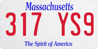 MA license plate 317YS9
