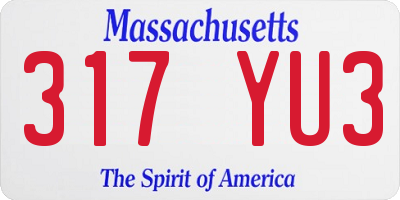 MA license plate 317YU3