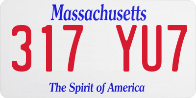 MA license plate 317YU7