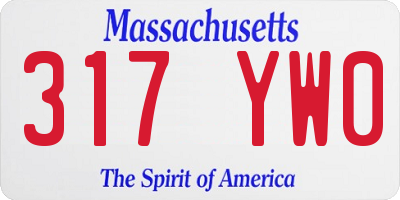 MA license plate 317YW0